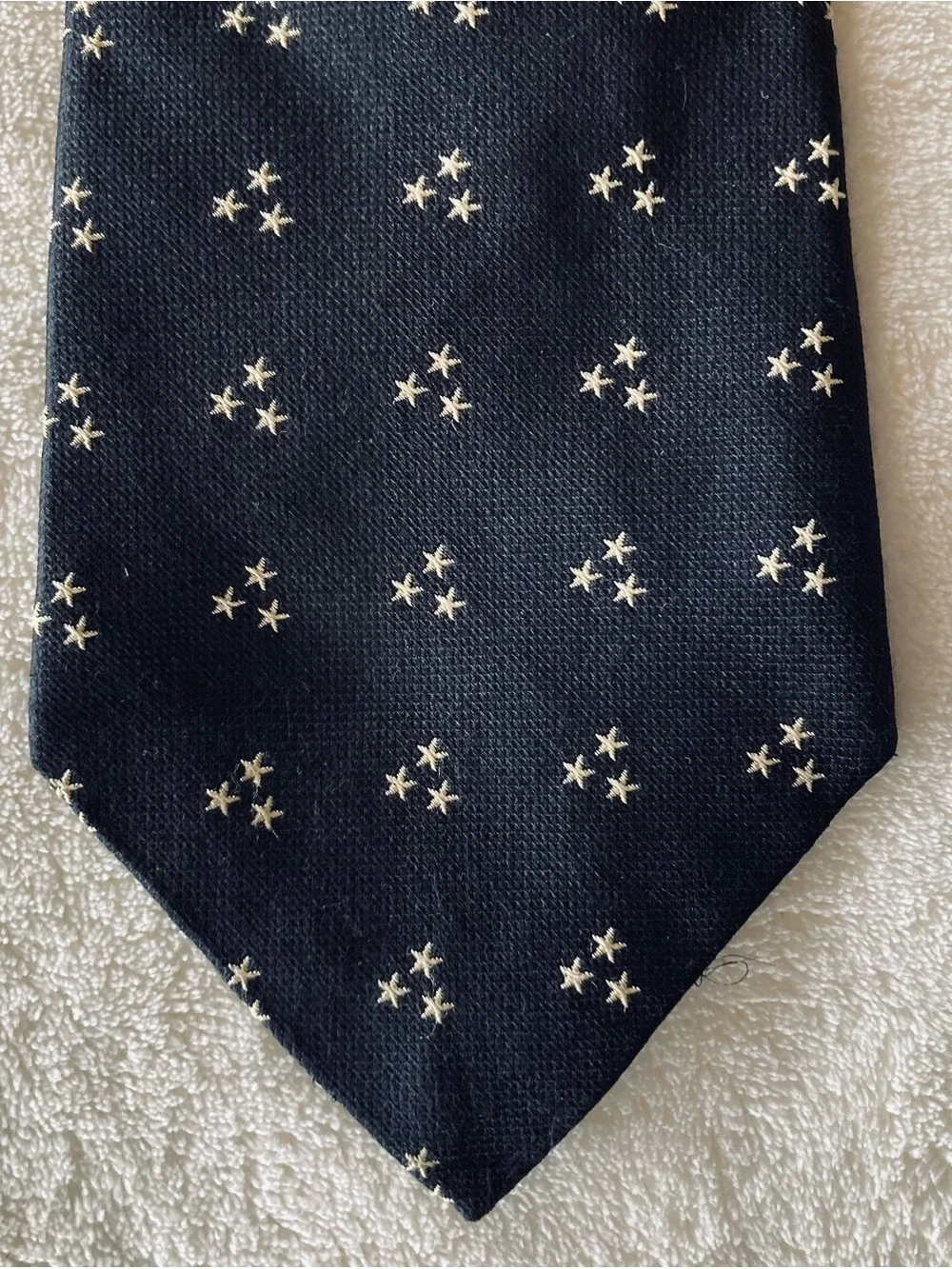 Vintage Polo Ralph Lauren Mens 100% Silk tie. Black/gold stars. Made by hand USA